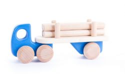 CAMION DE BILLOTS DE BOIS (PITOUNES) BLEU